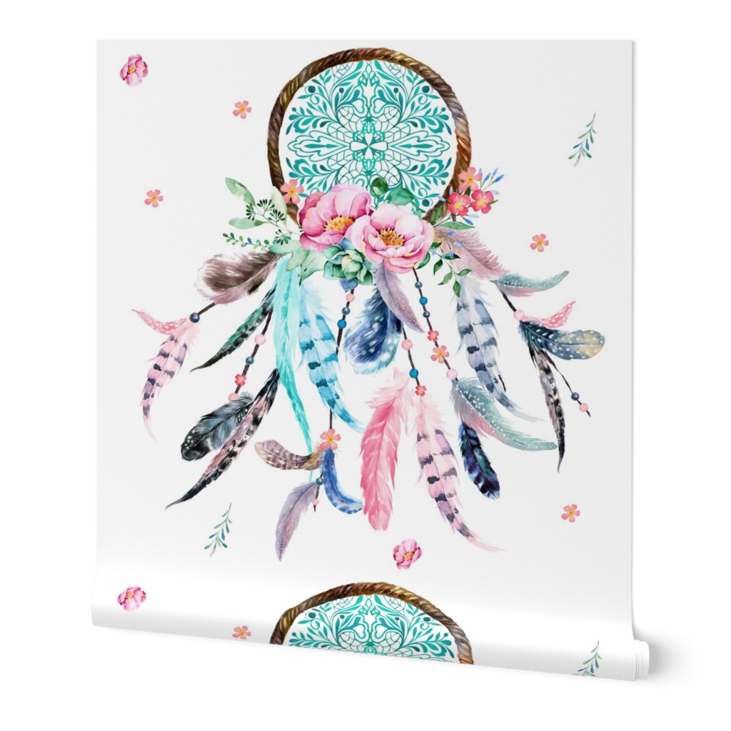 8" Pink & Aqua Dreamcatcher 