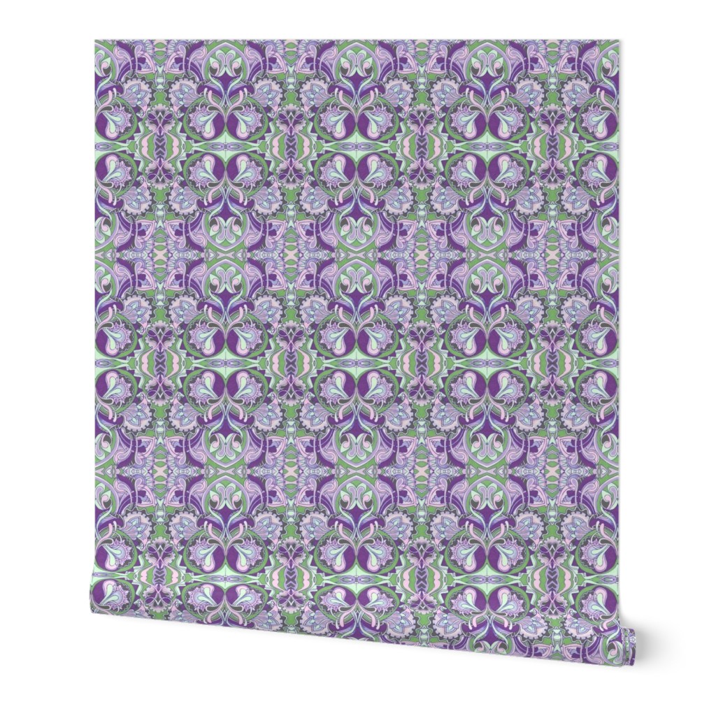 Paisleyed Honeysuckle Violet (vertical stripe)