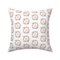 d monogram girls florals floral wreath cute blooms coral pink girls small monogram fabric sweet girls design