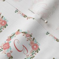 g monogram girls florals floral wreath cute blooms coral pink girls small monogram fabric sweet girls design