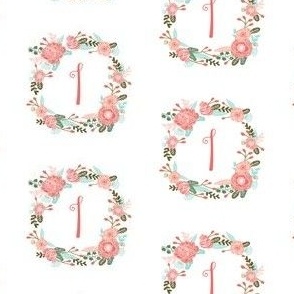 i monogram girls florals floral wreath cute blooms coral pink girls small monogram fabric sweet girls design