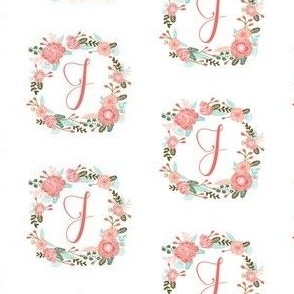 j monogram girls florals floral wreath cute blooms coral pink girls small monogram fabric sweet girls design