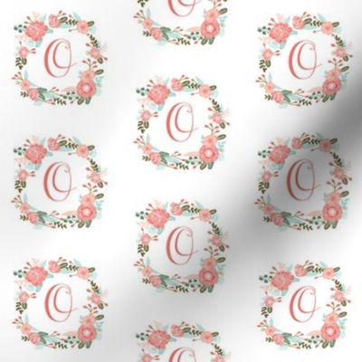 o monogram girls florals floral wreath cute blooms coral pink girls small monogram fabric sweet girls design