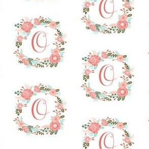 o monogram girls florals floral wreath cute blooms coral pink girls small monogram fabric sweet girls design