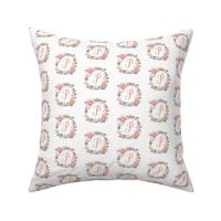 p monogram girls florals floral wreath cute blooms coral pink girls small monogram fabric sweet girls design