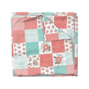 6" squares cute cheater quilt blossoms blooms girls sweet floral blanket baby blanket cheater quilt wholecloth girls