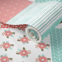 6" squares cute cheater quilt blossoms blooms girls sweet floral blanket baby blanket cheater quilt wholecloth girls