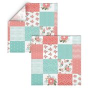 6" squares cute cheater quilt blossoms blooms girls sweet floral blanket baby blanket cheater quilt wholecloth girls