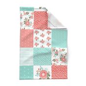 6" squares cute cheater quilt blossoms blooms girls sweet floral blanket baby blanket cheater quilt wholecloth girls