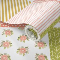 cheater quilt quilt square baby blanket blush coral floral quilt squares