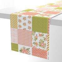 cheater quilt quilt square baby blanket blush coral floral quilt squares