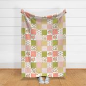 cheater quilt quilt square baby blanket blush coral floral quilt squares