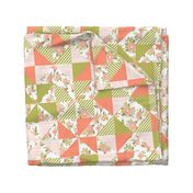 cheater quilt girls florals flower triangles quilts wholecloth baby crib sheet