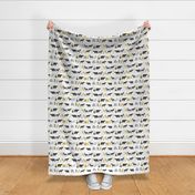 outdoors cabin deer arrows bear moose grey and mustard nursery fabric baby fabric