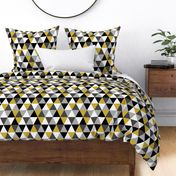 triangle cheater quilt mustard and grey fabric for baby decor nursery