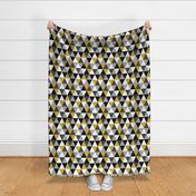 triangle cheater quilt mustard and grey fabric for baby decor nursery