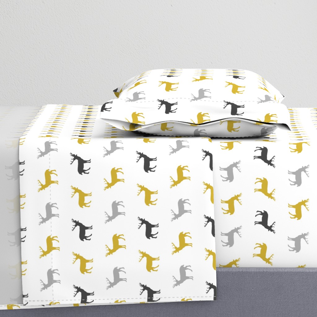 deer mustard and grey deer fabric baby nursery 