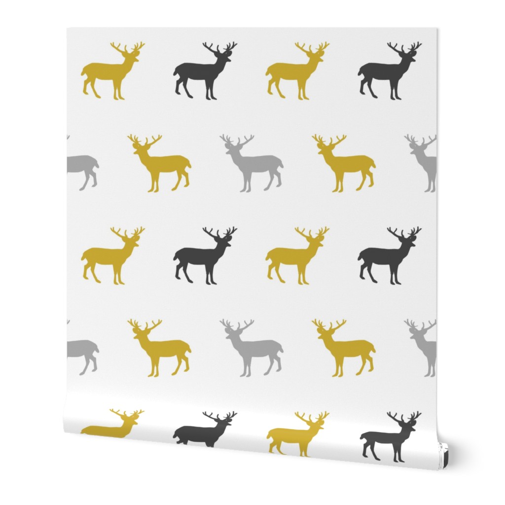 deer mustard and grey deer fabric baby nursery 