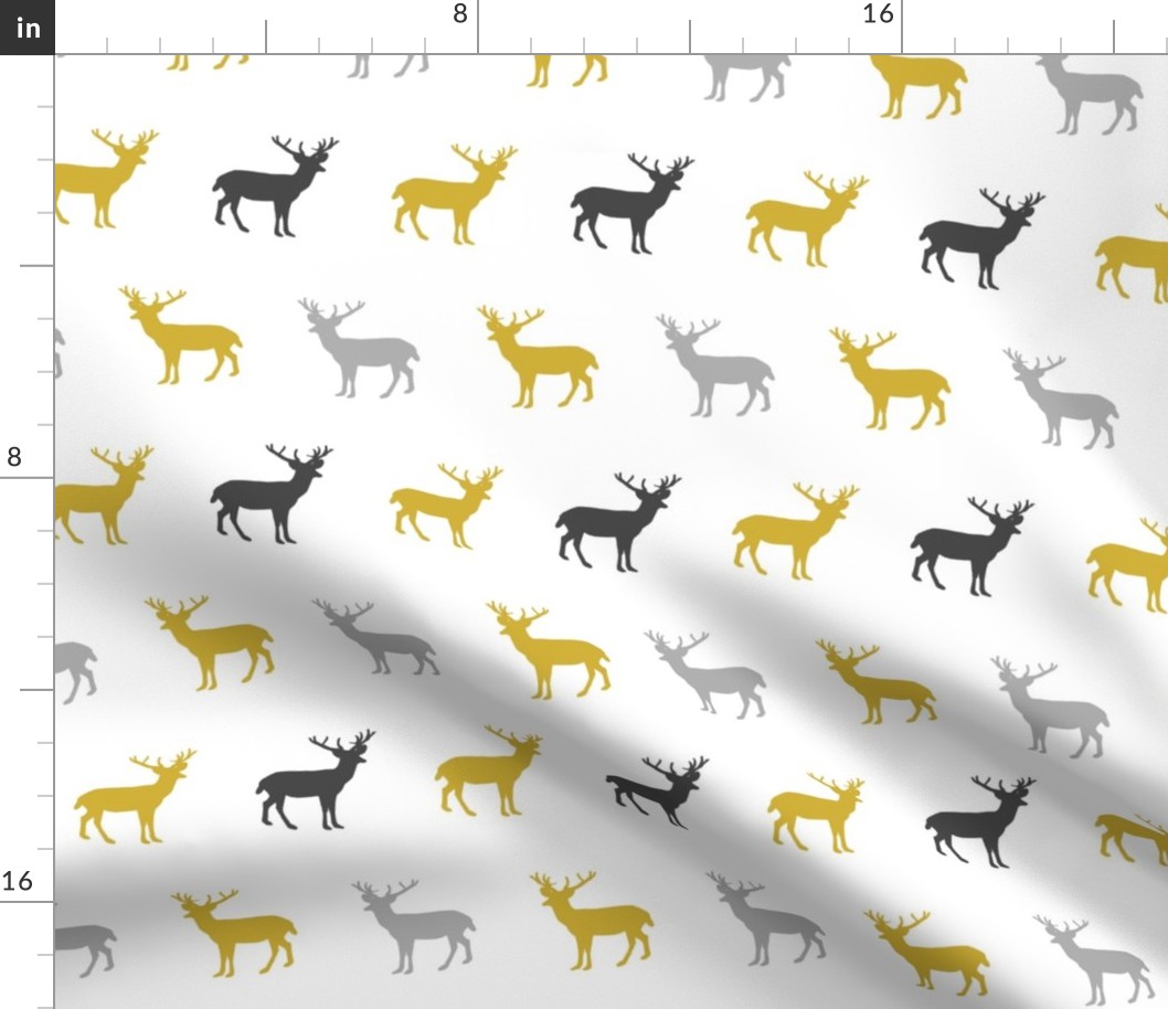 deer mustard and grey deer fabric baby nursery 