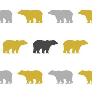 bear mustard and grey nursery fabric baby bear fabric