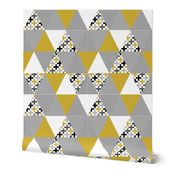 cheater quilt wholecloth triangle quilt mustard and grey cheater quilt baby