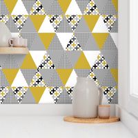cheater quilt wholecloth triangle quilt mustard and grey cheater quilt baby