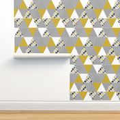 cheater quilt wholecloth triangle quilt mustard and grey cheater quilt baby