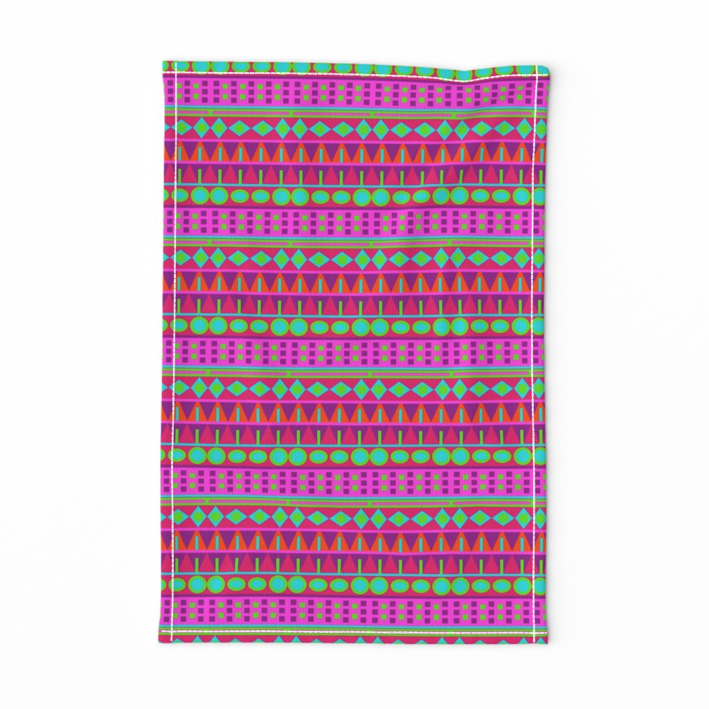 Pink and Lime Aztec Tribal Geometric Bands