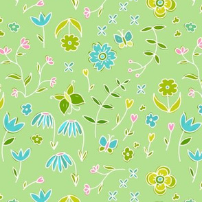 dainty flowers - spring green