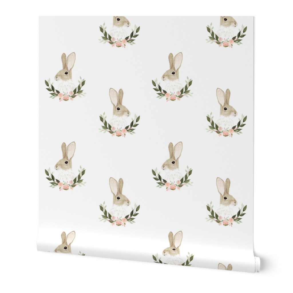 Whimsical rabbit on plain white