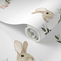 Whimsical rabbit on plain white