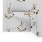 Whimsical rabbit on plain white