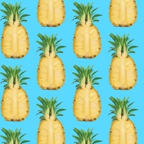 16-13R Tropical Pineapple Fruit Food Summer Gold Yellow Blue_Miss Chiff Designs