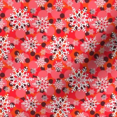 snowflakes in reds