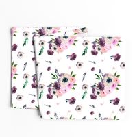 8.5" Dark Floral Print in White 