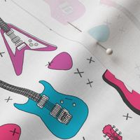 guitar // guitars electric guitars, girls fabric, 80s fabric, music design andrea lauren