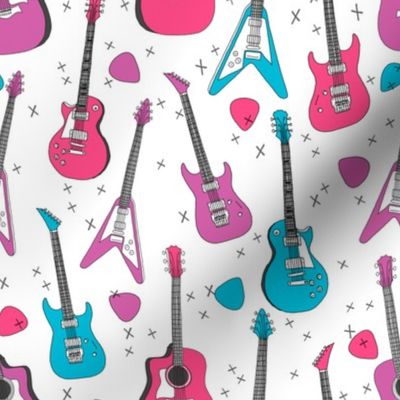 guitar // guitars electric guitars, girls fabric, 80s fabric, music design andrea lauren