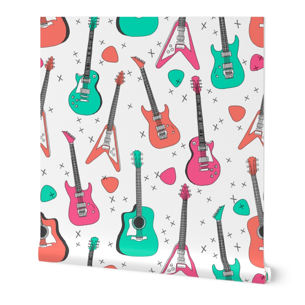 Rock girl with an electric guitar print by Editors Choice