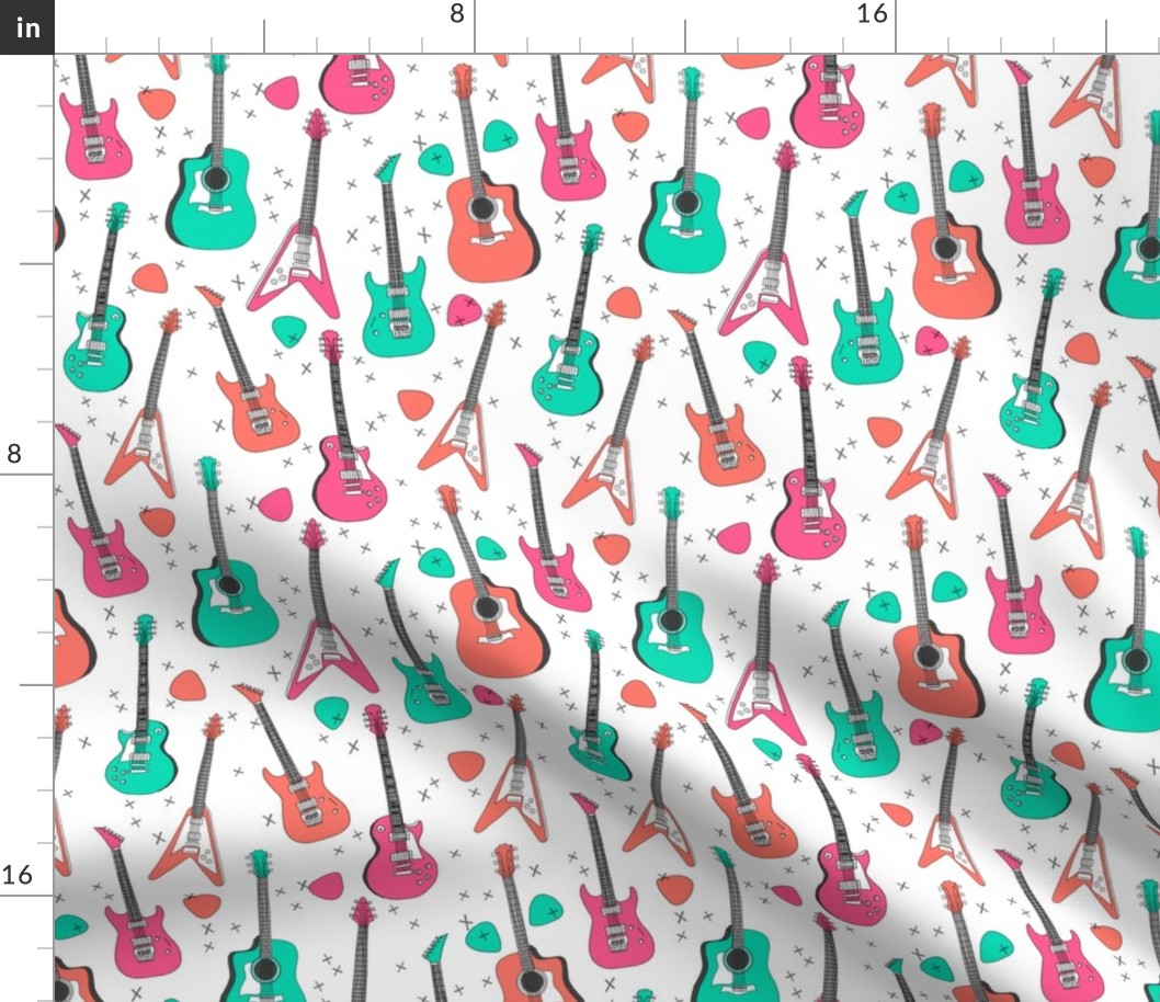 guitars // electric guitars girls music 80s fabric rock band design print andrea lauren fabric