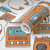 80s music //  cassettes cassette player music karaoke tapes tape player boombox music fabric andrea lauren