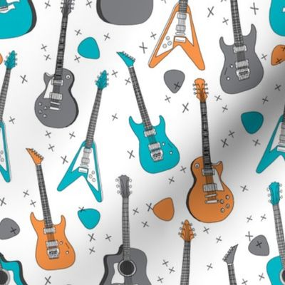 guitars // guitar electric guitar music fabric fabrics boys rock band fabric trendy music fabric print by andrea lauren