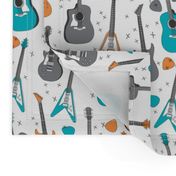 guitars // guitar electric guitar music fabric fabrics boys rock band fabric trendy music fabric print by andrea lauren