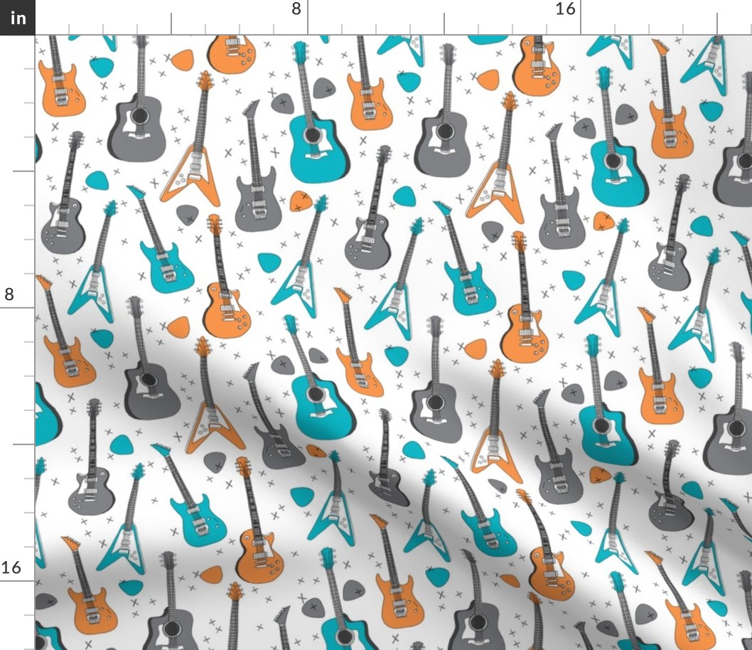 guitars // guitar electric guitar music fabric fabrics boys rock band fabric trendy music fabric print by andrea lauren