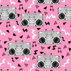 boombox // 80s music pink 80s fabric 80s print girls fabric
