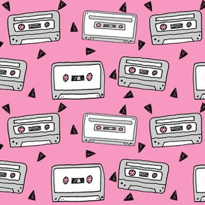 cassette // 80s casette 90s fabric pink girls hand-drawn fabric casettes