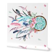 8" in 90 degrees - Pink & Aqua Dreamcatcher 