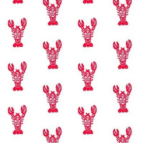 Block Print Lobster - Red