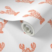 Block Print Lobster - Coral