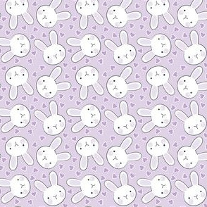 tiny bunny faces on purple