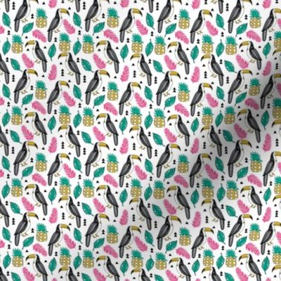 toucan // toucans pineapple tropical leaves tropical summer palms palm print toucan fabric by andrea lauren
